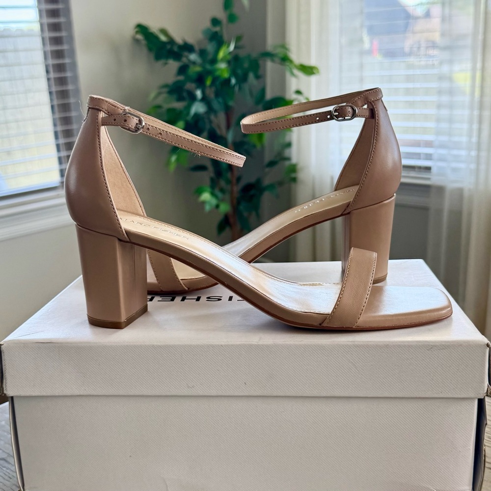 Marc Fisher Women’s Jaron Ankle Strap Heels | Sz. 10M | Color: Natural | NIB